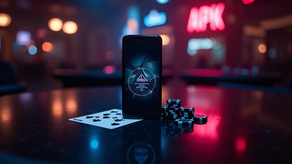 Android phone showing an APK download screen in a dark casino setting