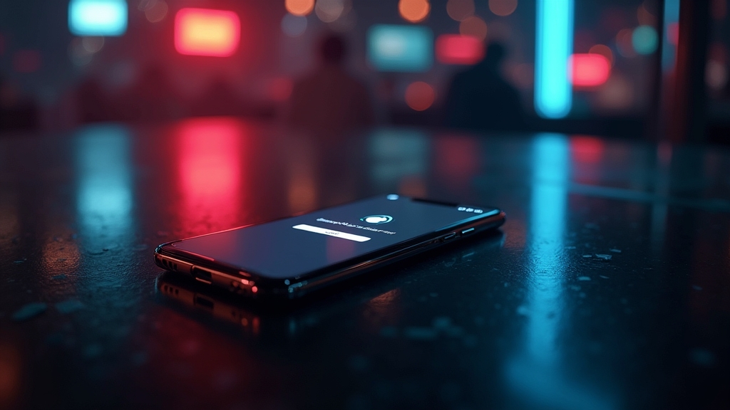 Smartphone showing a failed app download and login error in a dark casino scene