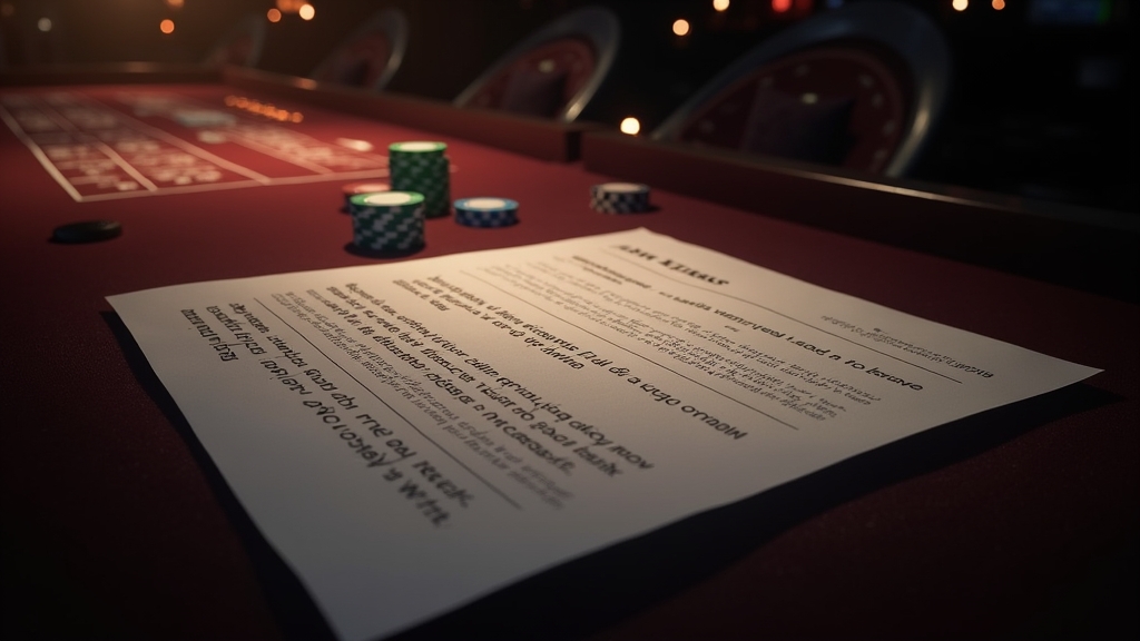 Casino bonus terms sheet with wagering and rule highlights